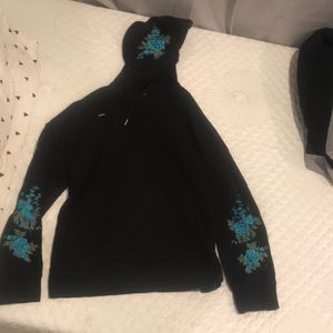 Black Sweatshirt with blue floral design